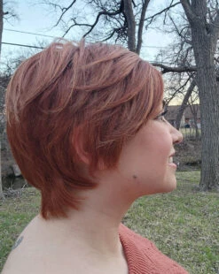 Billie Wig By Envy | Human Hair/Synthetic Blend -Wig Promotion Shop BilliebyEnvyLighterRed3Side