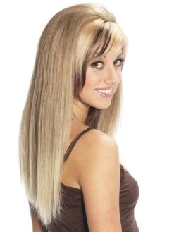 Long Straight Human Hair Blonde 3/4 Cap Wig