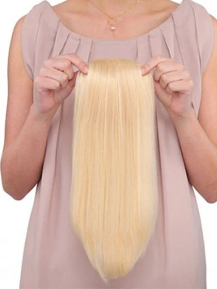 Clip In Blonde Human Hair Top Piece 4 Clip In Blonde Human Hair Top Piece - Image 2